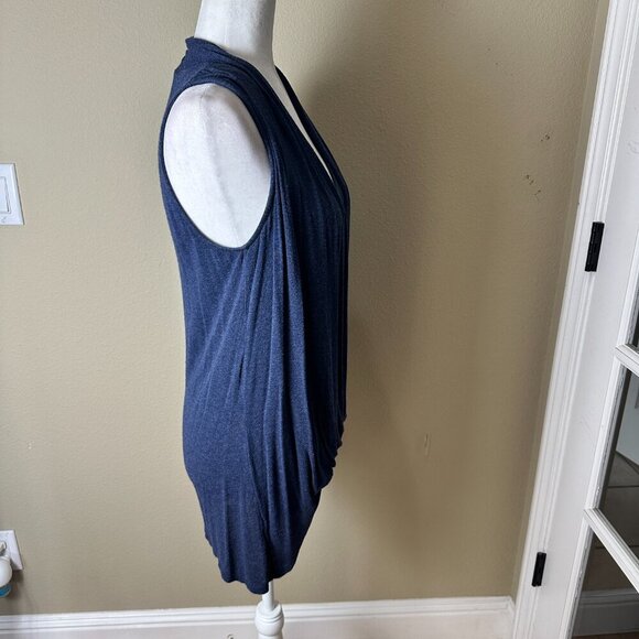 ELLA MOSS Drape Front Layered Tank Top Shirt Size Medium Blue Heathered Grey - Picture 7 of 11